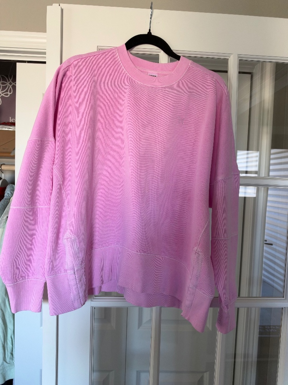 Bright pink "PINK" sweatshirt, XS...runs like large.
